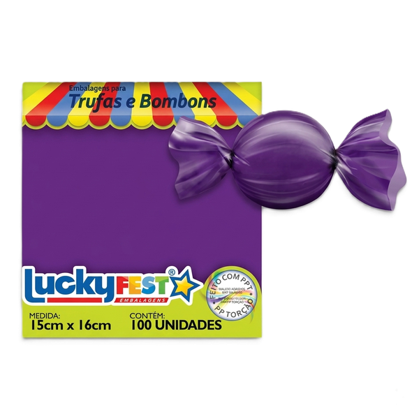 EMBALAGEM PARA TRUFA 15X16CM ROXO 100UN LUCKY FEST