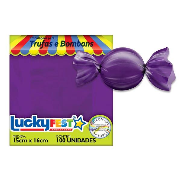 EMBALAGEM PARA TRUFA 15X16CM ROXO 100UN LUCKY FEST