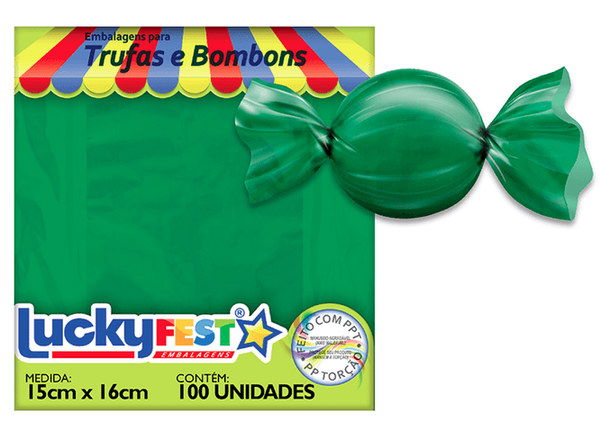EMBALAGEM PARA TRUFA 15X16CM VERDE ESCURO 100UN LUCKY FEST