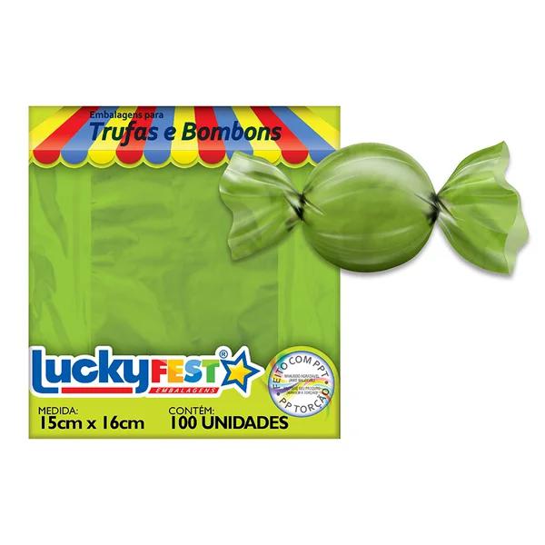 EMBALAGEM PARA TRUFA 15X16CM VERDE PISTACHE 100UN LUCKY FEST