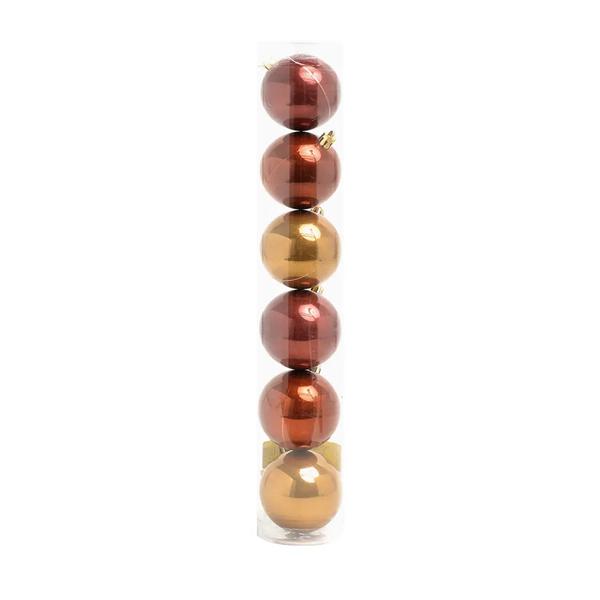 ENFEITE BOLA TUBO LISA PEROLADA BRD/MRF 6CM 6UN CROMUS