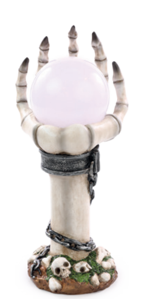 ENFEITE DE RESINA MAO ASSOMBRADA BOLA DE CRISTAL UN CROMUS
