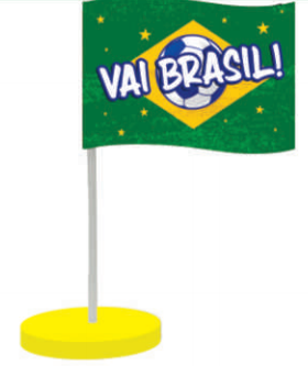ENFEITE IMPRESSO C/ HASTE BANDEIRA VAI BRASIL UN PIFFER