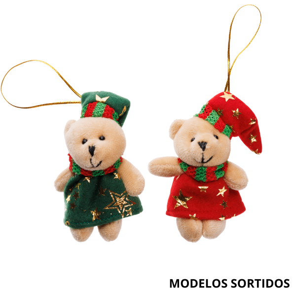 ENFEITE NATAL URSINHO DE PELUCIA C/CROCHE SORTIDO 8CM UN SILVER
