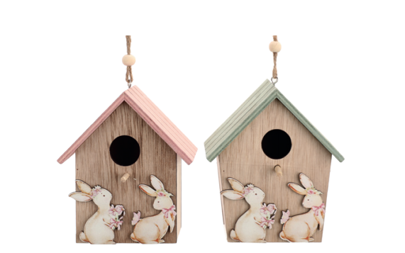 ENFEITE PENDURAR CASA PASSARO SORTIDO MRR/ROS/VRD 11CM UN CROMUS