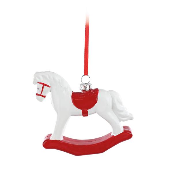 ENFEITE PENDURAR CAVALO VRM/BCO 10CM UN CROMUS