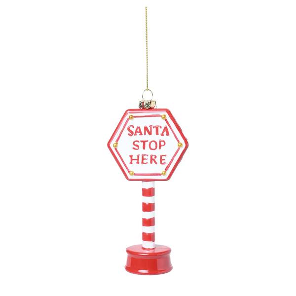 ENFEITE PENDURAR PLACA SANTA STOP HERE VRM/BCO 15CM UN CROMUS