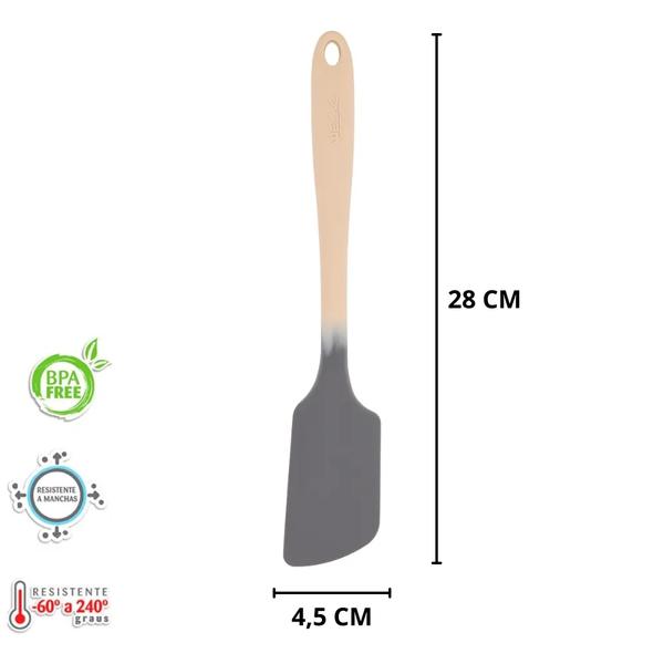 ESPATULA RETA SILICONE 28CM CINZA/CREME UN WECK