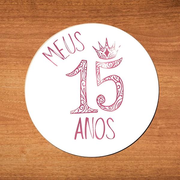 ETIQUETA REDONDA 15 ANOS ROSA REF.2310 25UN STICKR