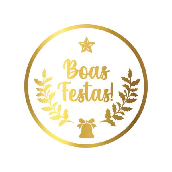 ETIQUETA REDONDA BOAS FESTAS REF.2129 50UN STICKR
