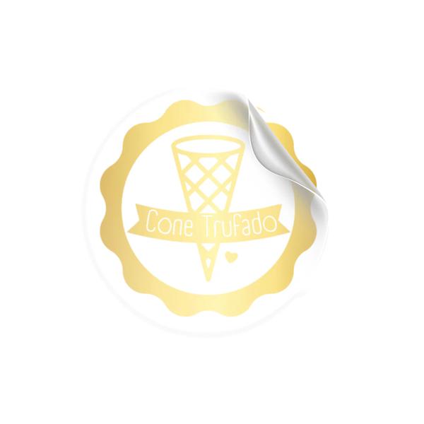 ETIQUETA REDONDA TRANSPARENTE CONE TRUFADO REF.2445 30UN STICKR