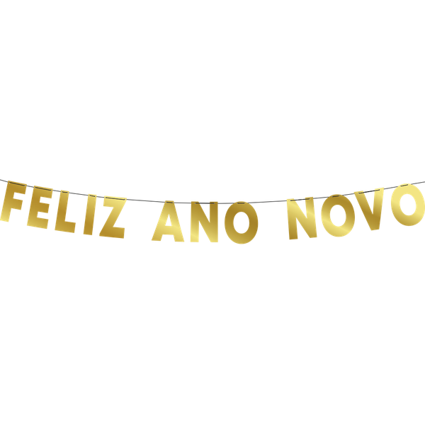 FAIXA FELIZ ANO NOVO DOURADA UN REGINA