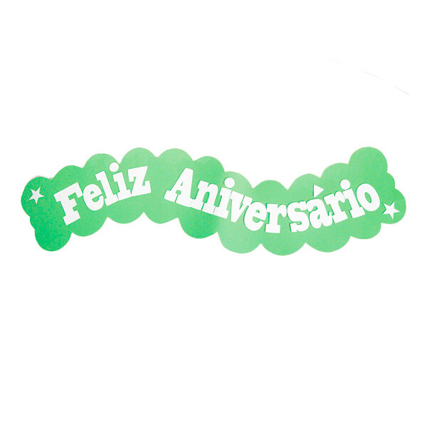 FAIXA NUVEM FELIZ ANIVERSARIO EVA VERDE/BRANCO UN KI LETRAS