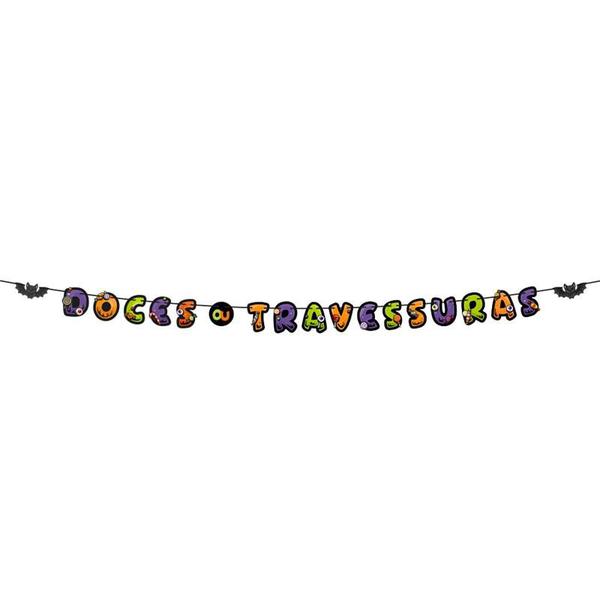 FAIXA UN DOCES OU TRAVESSURAS HALLOWEEN INFANTIL REGINA