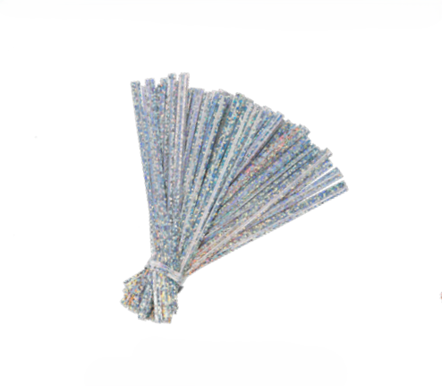 FECHO METALIZADO 4MMX11CM HOLOGRAFICO PRATEADO 100UN SILVER