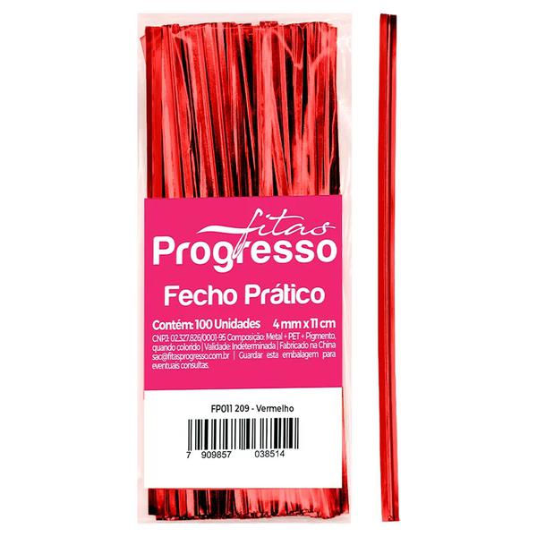 FECHO PRATICO 4MMX11CM COR 209 VERMELHO 100UN PROGRESSO