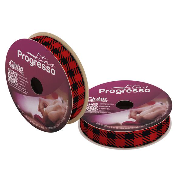 FITA CETIM 15MMX10MT COR 041 XADREZ VERMELHO E PRETO UN PROGRESSO