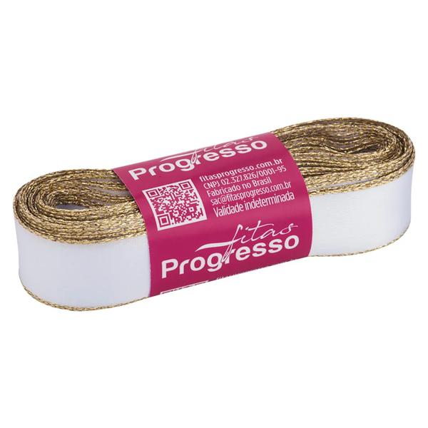 FITA CETIM 15MMX10MT COR 201 OURELA DOURADA BRANCO COE003  UN PROGRESSO