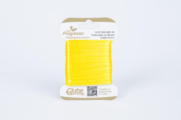 FITA CETIM DUPLO 4MMX10MT COR 763 AMARELO GEMA UN PROGRESSO