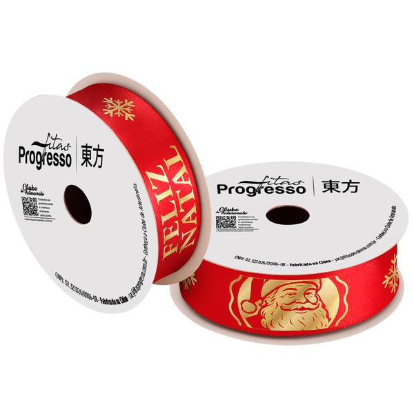 FITA CETIM NATAL 22MMX10MT COR 028 FELIZ NATAL VERMELHO COM RELEVO ECF005F UN PROGRESSO