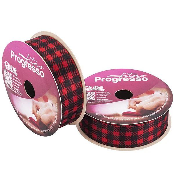 FITA CETIM NATAL 22MMX10MT COR 142 XADREZ VERMELHO E PRETO ECF005TR UN PROGRESSO