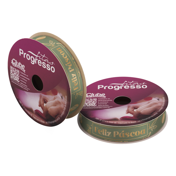 FITA CETIM PASCOA 15MMX10MT COR 520 FELIZ PASCOA VERDE UN PROGRESSO