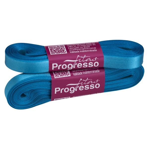FITA CETIM SIMPLES 10MMX10MT COR 213 AZUL TURQUESA UN PROGRESSO