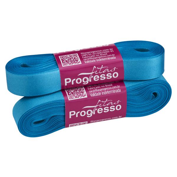 FITA CETIM SIMPLES 15MMX10MT COR 213 AZUL TURQUESA UN PROGRESSO