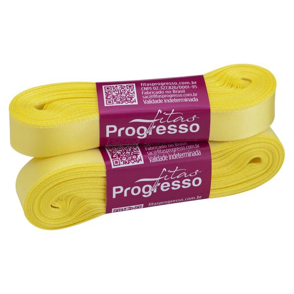 FITA CETIM SIMPLES 15MMX10MT COR 242 AMARELO CANARIO UN PROGRESSO