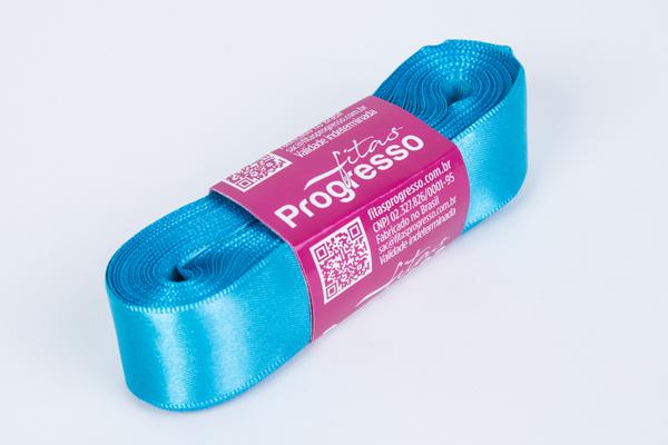 FITA CETIM SIMPLES 22MMX10MT COR 213 AZUL TURQUESA UN PROGRESSO
