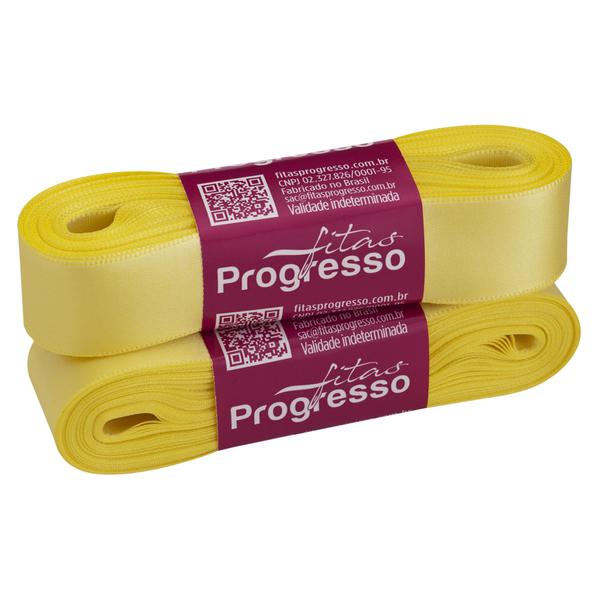 FITA CETIM SIMPLES 22MMX10MT COR 242 AMARELO CANARIO UN PROGRESSO
