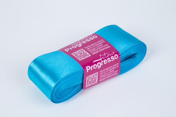 FITA CETIM SIMPLES 38MMX10MT COR 213 AZUL TURQUESA UN PROGRESSO