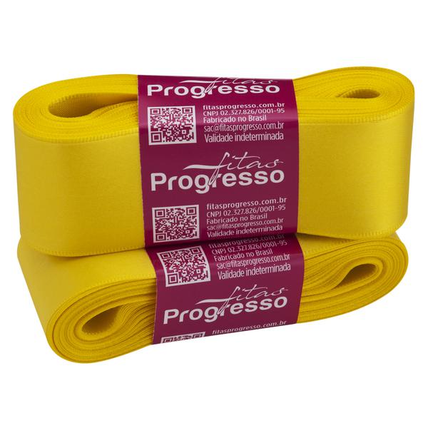 FITA CETIM SIMPLES 38MMX10MT COR 763 AMARELO GEMA UN PROGRESSO