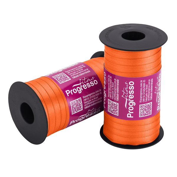 FITA CETIM SIMPLES 7MMX100MT COR 1235 LARANJA ABOBORA UN PROGRESSO