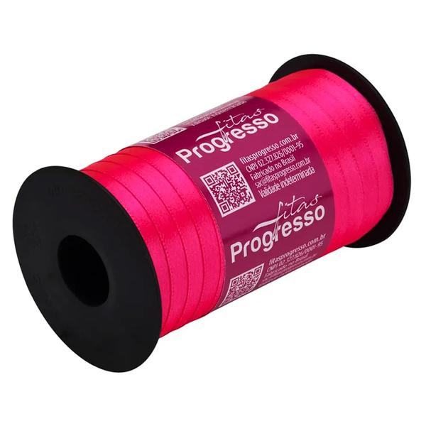 FITA CETIM SIMPLES 7MMX100MT COR 279 ROSA CITRICO UN PROGRESSO