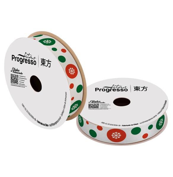 FITA GORGURAO NATAL 10MMX10MT COR 02 FLOCOS DE NEVE COLORIDOS UN PROGRESSO
