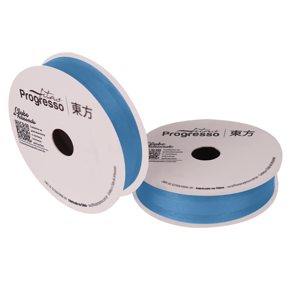 FITA VOAL COM CETIM CENTRAL 22MMX10MTS COR 2085 AZUL CEU UN PROGRESSO