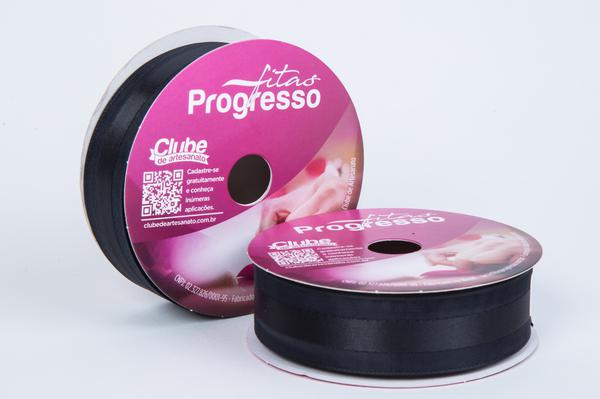 FITA VOAL COM CETIM CENTRAL 22MMX10MTS COR 219 PRETO UN PROGRESSO