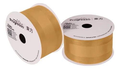 FITA VOAL COM CETIM CENTRAL 38MMX10MTS COR 1353 DOURADO UN PROGRESSO