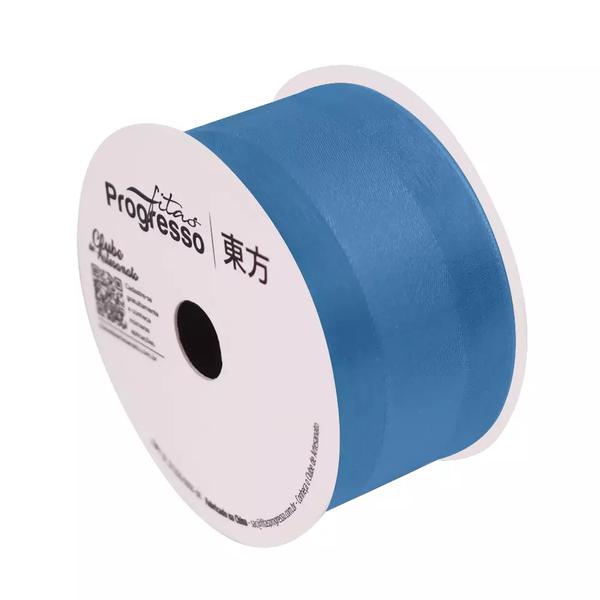 FITA VOAL COM CETIM CENTRAL 38MMX10MTS COR 2085 AZUL CEU UN PROGRESSO