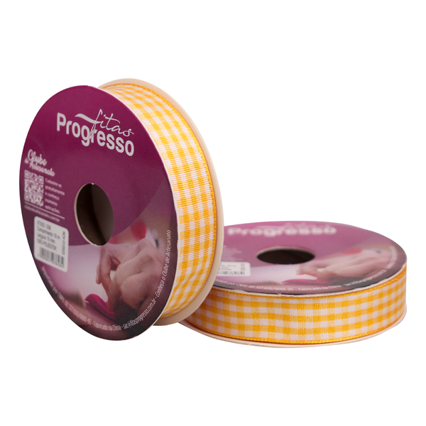 FITA XADREZ TECIDO 15MMX10MTS COR 038 AMARELO UN PROGRESSO