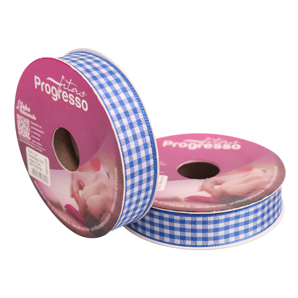 FITA XADREZ TECIDO 15MMX10MTS COR 214 AZUL ROYAL UN PROGRESSO