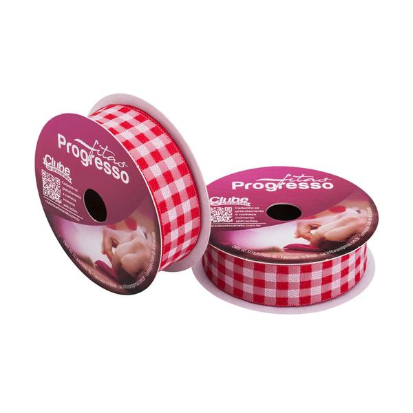 FITA XADREZ TECIDO 22MMX10MTS COR 209 VERMELHO UN PROGRESSO