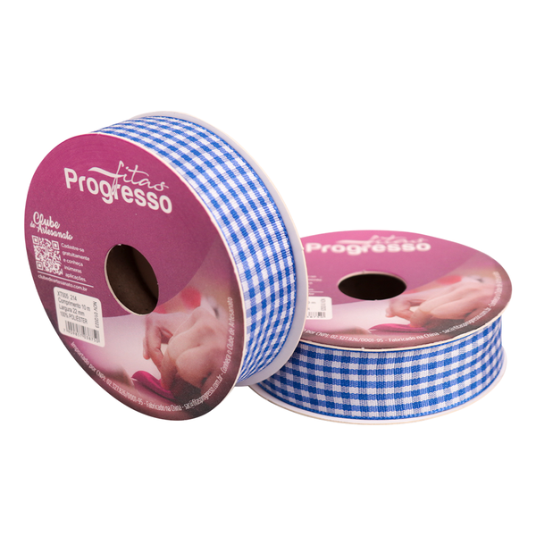 FITA XADREZ TECIDO 22MMX10MTS COR 214 AZUL ROYAL UN PROGRESSO