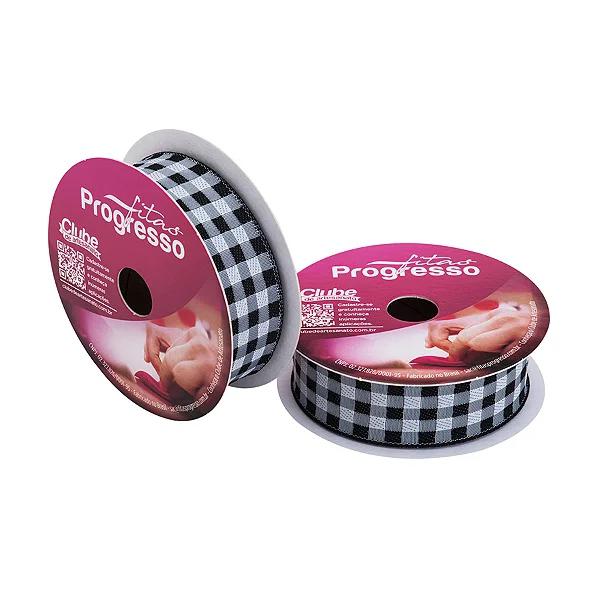 FITA XADREZ TECIDO 22MMX10MTS COR 219 PRETO UN PROGRESSO