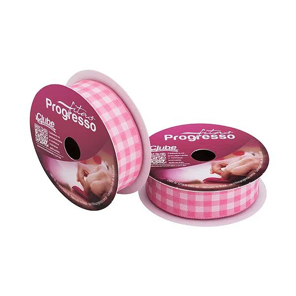FITA XADREZ TECIDO 22MMX10MTS COR 240 ROSA ESCURO UN PROGRESSO