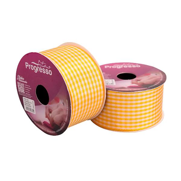 FITA XADREZ TECIDO 38MMX10MTS COR 038 AMARELO OURO UN PROGRESSO