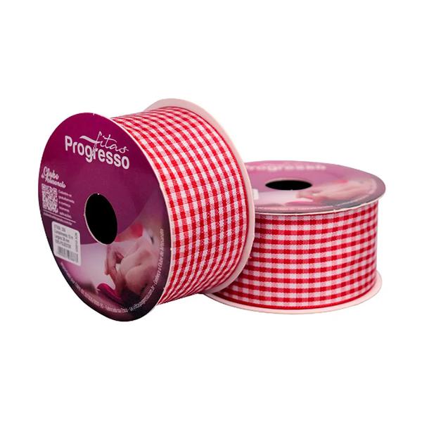 FITA XADREZ TECIDO 38MMX10MTS COR 209 VERMELHO UN PROGRESSO