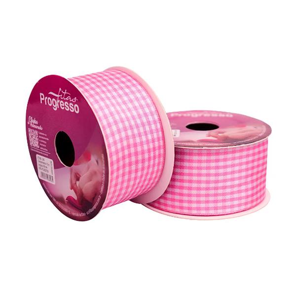 FITA XADREZ TECIDO 38MMX10MTS COR 240 ROSA ESCURO UN PROGRESSO