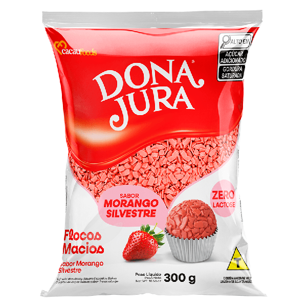 FLOCOS MACIO SABOR MORANGO 300G CACAU FOODS